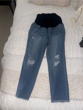 Maternity Distressed Straight leg Jeans - Blue